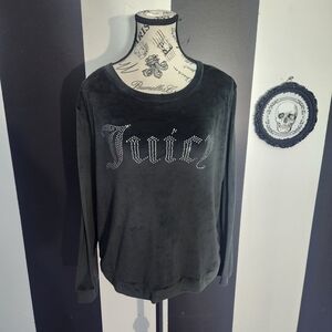 Juicy Couture Black Velvet Crystal Logo Pullover